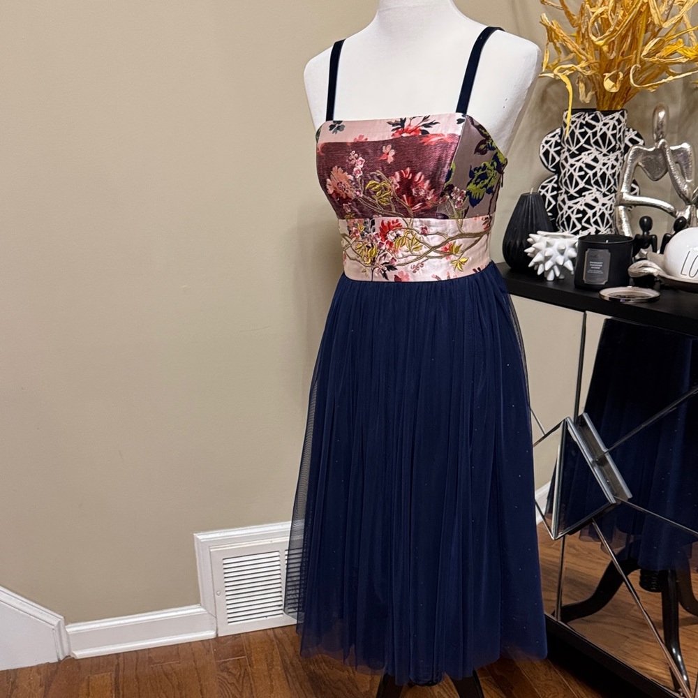 Anthropologie Moulinette Soeurs Cocktail Tulle Midi Dress Size 4 pre-owned - Picture 3 of 14